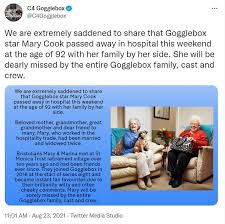 Gogglebox star mary cook has died aged 92. Bzmlgqfxcld Km