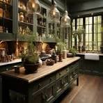 Olive Green Kitchen Cabinets Ideas: Glass Fronted Cabinets