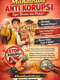 Mahasiswa bukan hanya belajar, tapi juga harus berani bersikap. Katakan  tidak pada korupsi! Γ£è Mari mulai dari diri sendiri: jujur, berintegritas,  dan berani menolak segala bentuk kecurangan. Tugas Pendidikan Anti Korupsi  Nama: