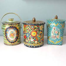 The little leaves at the tops are a great little accent, and they. Decorative Tins Floral Metal Embossed Vintage Tin Collection Decorative Tin Vintage Tin Vintage Tins