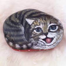 Tekir Kedi Elyapimi Dogal Tas Boyama Sevimli Hayvanlar Ev Dekorasyon Hediye Izmir Sanat Instalike Pets C Stone Painting Pet Rocks Painted Rocks