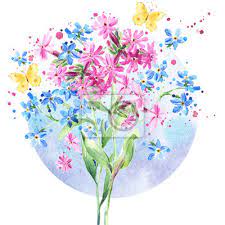 Findet mit unserem hochzeitsblumen lexikon sofort heraus, welche blumen in welcher jahreszeit perfekt für eure. Aquarell Bouquet Von Wiesen Blumen Hand Gezeichnet Bunte Blumen Leinwandbilder Bilder Corsage Sommerblumen Wildblumen Myloview De