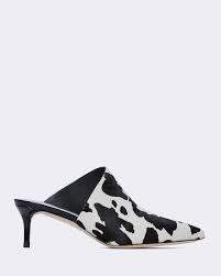 Black And White Cow Print Heels Paige Epic Mule Cow Print Leather Cow Print Heels Printed Leather