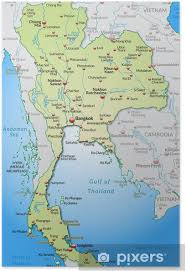 Überblick der regionen für ihre reise | erlebe template:provinces of thailand image map wikipedia. Poster Karte Von Thailand Und Umland Mit Hauptstadten Pixers Wir Leben Um Zu Verandern