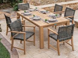 Hampton 7 Pc Teak Woven Resin Wicker Dining Set Fortunoff Backyard Store Teak Table Outdoor Wicker Dining Set Teak Outdoor Furniture