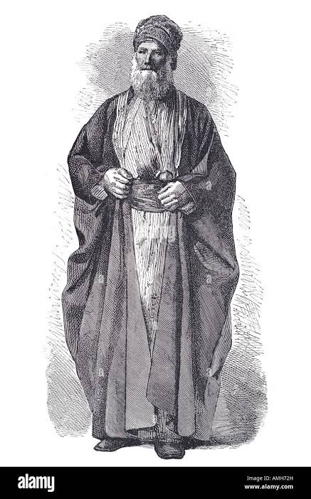 1890 Jew Jewish bussorah man elder traditional costume stand standing middle east Syria Israel Stock Photo - Alamy