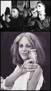 When They Re Thirsty Both Michael Myers Laurie Strode Drink Delicious Dr Pepper Nick Castle Jamie Michael Myers Halloween Halloween Film Michael Myers