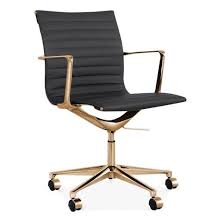 Black And Gold Desk Chair Ribbed Office Chair With Short Back Black Gold Black Chair Executivehomeofficedesignlivingrooms In 2020 Office Chair Leather Office Chair Black Gold Bedroom