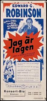 R830 I AM THE LAW Swedish stolpe '38 Edward G. Robinson, Barbara O'Neil