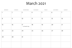 March 2021 Editable Blank Calendar In 2020 Printable Calendar Template Free Printable Calendar Templates March Calendar Printable