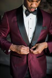Black And Burgundy Suit Burgundy Suit Black Lapels Bowtie Retro Chic Groom Style Shannon Moffit Photography Llc Burgundy Suit Mens Wedding Attire Urban Wedding