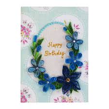 1st, cut 10 5cm, 10 7cm and 5 9cm light blue quilling paper, stick each quilling paper end in end; Blue Themed Quilled Flowers Greeting Card Birthday By Quilling Treasures Amazon In Office Products