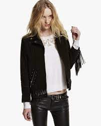 Fringed Suede Biker Jacket The Kooples Black Suede Fringe Jacket Suede Fringe Jacket Black Suede Fringe