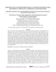 Pdf Implementing Ict Based Phonology Learning Material Using Blendspace Through Classroom Action Research