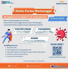 Pt kimia farma diagnostika dalam rangka untuk mencapai visi dan misi, dan untuk meningkatkan kinerja perusahaan, maka di tahun 2021 ini perusahaan mengadakan rekrutmen atau membuka lowongan kerja untuk mengisi posisi jabatan yang saat ini kosong. Lowongan Kerja Proj 2021
