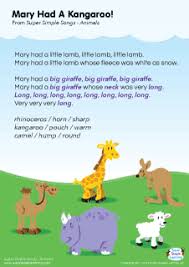 Free Mary Had A Kangaroo Lyrics Poster From Super Simple Learning Nursery Songs Kindergarten Songs Songs For Toddlers