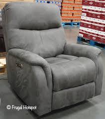 Barcalounger treyburn ll genuine savannah whiskey leather recliner lounger chair. Costco Barcalounger Gray Fabric Power Rocker Recliner 399 99