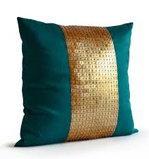 Decorative Teal Blue Pillow Cushion Cover Dark Turquoise Throw Pillow Beaded Color Block Blue Green Turquoise Throw Pillows Teal Pillows Teal Pillow Covers