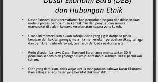 Pengenalan dasar ekonomi baru (deb) ialah suatu pelaksanaan khasnya untuk sosioekonomi di malaysia. Strategi Dasar Ekonomi Baru Hal Ini Kerana Pencetus Dasar Ini Jelas Disebabkan Ketegangan Antara Golongan Yang Berharta Dan Yang Tidak Berharta Adalah Berpunca Daripada Isu Kemiskinan