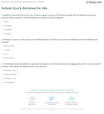 3) which is the official language of the netherlands? Holland Quiz Worksheet For Kids Study Com