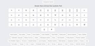 Comparison Symbols Text Symbols Symbols Text