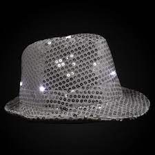 Light Up Hat Silver Sequin Fedora With L E D Lights Trilby Led Trilby Hats Light Up Hats Fedora Hat Silver Sequin