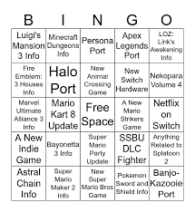 Check spelling or type a new query. Nintendo E3 Direct Bingo Card Bingo Card