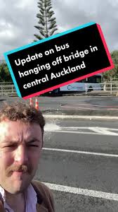 Bus hanging off Newton Rd Overbridge Update in Ponsonby