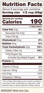 130 calories, nutrition grade (b), problematic ingredients, and more. Quaker Old Fashioned Oats Nutrition Label Nutritionwalls