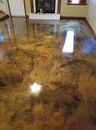 Two Toned Brown Epoxy Floor We Used A Moisture Vapor Barrier Water Based Epoxy For The Primer Coat Metallic Epoxy In Two Dilution Epoxy Floor Flooring Epoxy