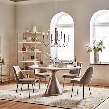 Silhouette Pedestal Round Dining Table White Marble Brushed Nickel West Elm Low Back Dining Chairs Pedestal Dining Table Upholstered Dining Chairs