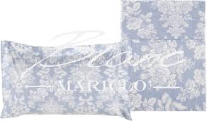 1 copripiumino e 2 federe inclusi. Parure Copripiumino Matrimoniale Shabby Chic Percalle Cotone Blanc Mariclo Variante Azzurro