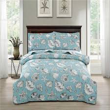 This bedding set is the answer! Beach Theme Ocean Coastal Quilt Twin Queen King Size Bedding Set Nautical Seashell Seahorse Seaweed Beach Tropical Decor All Season 3 Pieces Bedspread Coverlet With Shams Wish