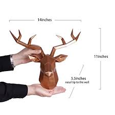 Whitetail deer decorative hook bust coldcast sculpture nos magnificent antlers. Deer Head Wall Decor Geometrical Antique Copper Deer Antler Wall Sculpture Faux Resin Animal Head Statue Wall Hanging Centerpiece Ready To Hang 14x5 5x11 Inches Pricepulse