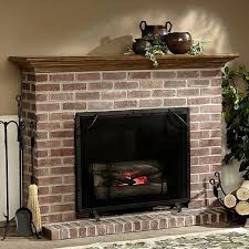 Traditional Brick Fireplace Electric Stone Mantel Jpg 600 600 Red Brick Fireplaces Brick Fireplace Fireplace Design