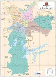 O município de são paulo está, administrativamente, dividido em trinta e duas regiões administradas por prefeituras regionais, cada uma delas, por sua vez, divididas em distritos, sendo estes últimos, eventualmente, subdivididos em subdistritos (a designação bairro, porém, não existe oficialmente, embora seja usualmente aplicada pela. Mapa Da Cidade Municipio De Sao Paulo Multimapas Mapas E Atlas Magazine Luiza