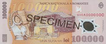Combien 110 kuna to euro? Realbanknotes Com Romania P114s 100000 Lei From 2001
