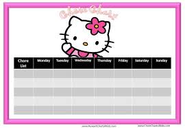 Chore Chart Template Pink Hello Kitty Chore Chart To