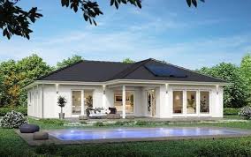 Winkelbungalow Haus Mit Walmdach Architektur 3 Zimmer Grundriss Ebenerdig 125 Qm Einfamilienhaus Eingeschossig Bauen Idee Mit Bildern Winkelbungalow Walmdach Bungalow