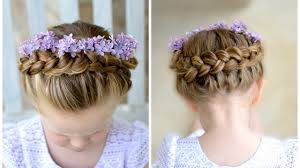 A crown braid is your best headband. Flower Girl Hairstyle Dutch Crown Braid Youtube