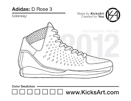 Michael jordan coloring sheets with images sneakers pictures. Adidas D Rose 3 Sneaker Coloring Pages Created By Kicksart