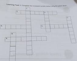 The winner is given a special prize in an ornate wooden chest (selected by the brainmaster). Learning Task 1 Complete The Crossword Puzzle Below Using The Given Clues 1 2 3 7 4 5 009 Down1 Brainly Ph