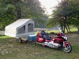 Kompact Kamp Mini Mate Motorcycle Camper Trailer Behind A Honda Goldwing Motorcycle Camper Trailer Motorcycle Campers Motorcycle Camping