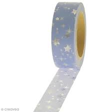 Washi Tape Foil Estrellas Plateadas Sobre Fondo Azul Claro 1 5 Cm X 10m Washi Tape Metalizado Creavea Washi Manualidades Cinta Adhesiva
