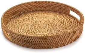 4.8 out of 5 stars with 23 ratings. Amazon Com Rattan Round Serving Tray Hand Woven Serving Basket With Cut Out Handles Wicker Fruit Bread Serving Basket 11 8 Inch Serving Trays