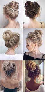 Messy low bun for curly hair. 20 High Bun Updo Wedding Hairstyles For Brides Hi Miss Puff