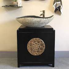 Discover the perfect bathroom vanity for any style, size or storage needs. Rustic Oriental 28 Black Single Vessel Sink Vanity Carved Bathroom Vanity Combo Solid Wood Resin