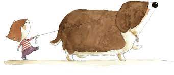 Picture Of Kid Walking Dog By Agocs Irisz Illustrators Dog Illustration Easy Drawings