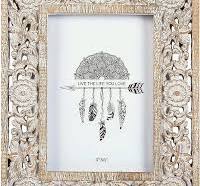 Farmhouse Boho Style Floral Picture Frame 4X6 Rustic Resin Photo Frame with  Distressed White Finish