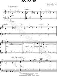 Fleetwood Mac Songbird Sheet Music Easy Piano In G Major Transposable Download Print Sheet Music Easy Sheet Music Fleetwood Mac